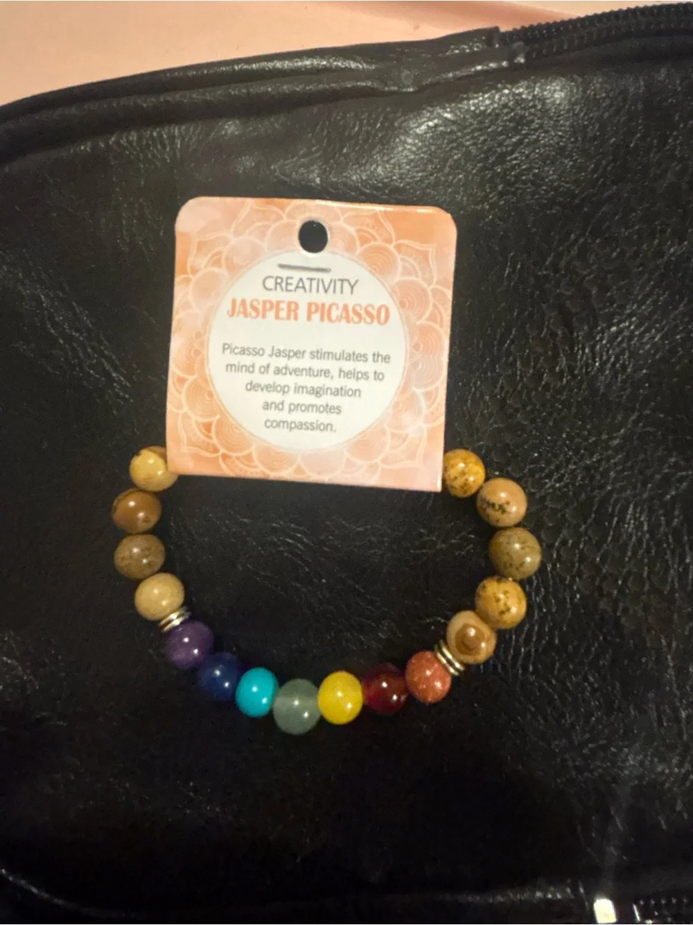 Jasper Picasso Beaded Chakra Stretch Bracelet - Multicolor